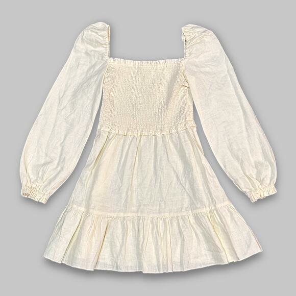 Wilfred Puff Sleeve Smocked Mini Dress - Yellow - XS - Picture 1 of 5